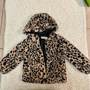 Toddler faux fur jacket with hood